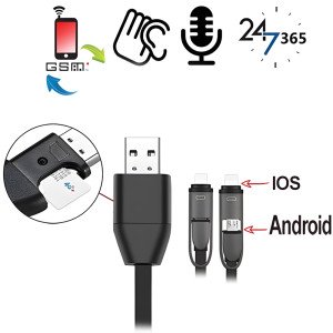 GSM-Abhörgerät im Handyladekabel – GSM Audio-Abhörgeräte – Ansicht 1
