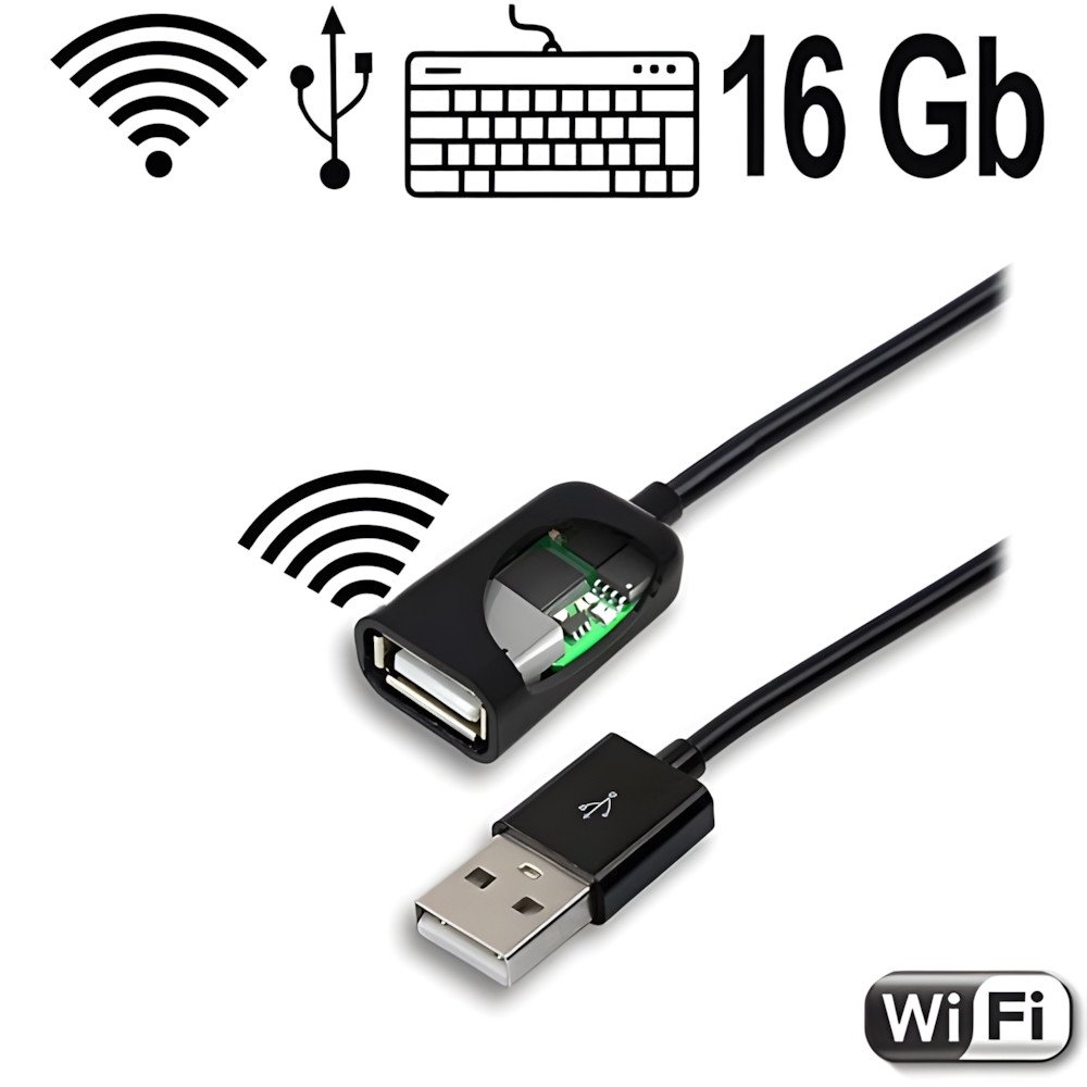WiFi-LAN USB-Kabel Keylogger, 16 Gb - PC-Spionage - Bild 1