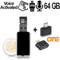 USB VoiceRecorder, 64GB, bis 752 Std., VAS, OTG - Spionage-Recorder - Bild 1