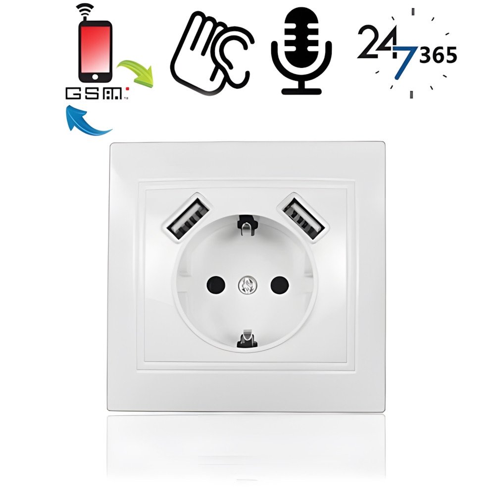 GSM-Abhörgerät in Wandsteckdose mit 2x USB - GSM-Abhörgeräte - Bild 1