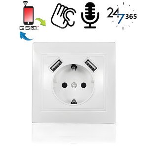 GSM-Abhörgerät in Wandsteckdose mit 2x USB – GSM Audio-Abhörgeräte – Ansicht 1