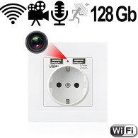 IP-HD-Spycam in Wandsteckdose, 2xUSB - Spionagekameras - Bild 1