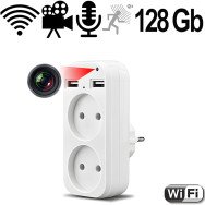 IP-HD-Spycam in Steckdosenadapter, 2xUSB - Spionagekameras - Bild 1