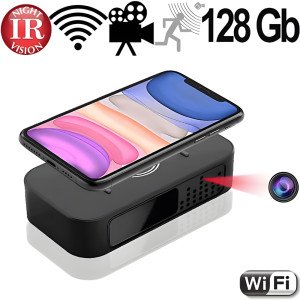 Wifi SpyCam in Handy-Ladestation – Spionage Video-Minikameras – Ansicht 1