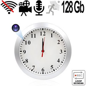 Full-HD Spy-Cam getarnt in Wanduhr-Kamera, 128 GB – Spionage Video-Minikameras – Ansicht 1