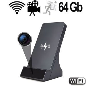 IP-LAN-HD-SpyCam in Handy-Ladestation – Spionage Video-Minikameras – Ansicht 1