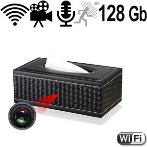Wifi SpyCam in Taschentuchbox-Kosmetiktücherbox, 128 GB – Spionage Video-Minikameras – Ansicht 1